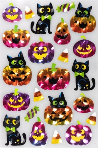 Autocollants métallisés colorés Halloween - 1 pièce