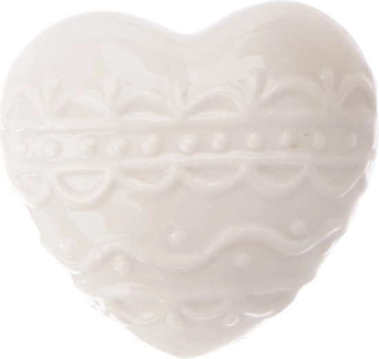 Cœur en porcelaine blanc 6 × 4 × 6 cm