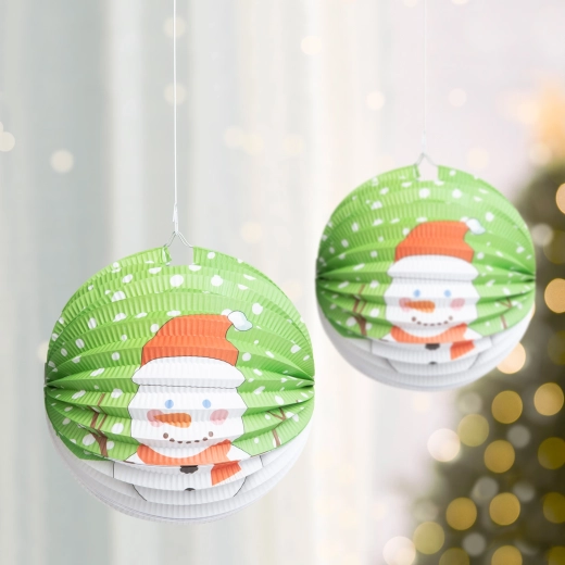 Lampion en papier de Noël avec bonhomme de neige, 25 cm