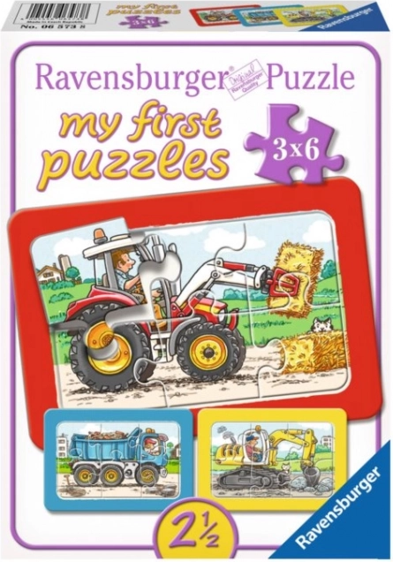 Mes premiers puzzles Engins de chantier 3×6 pièces RAVENSBURGER