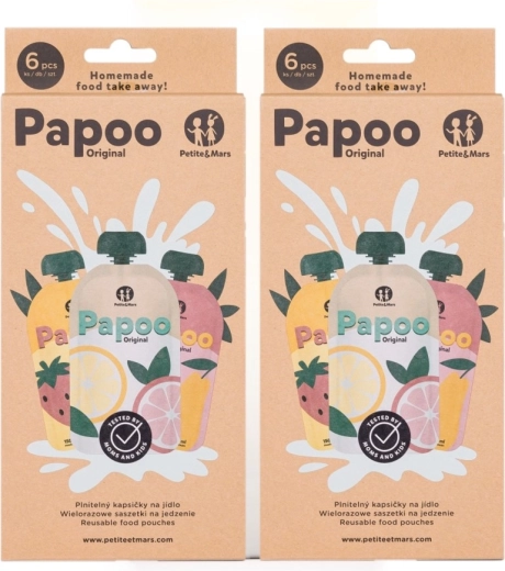 Petite&Mars sachets alimentaires rechargeables Papoo Original 1+1 offert (12 pcs)