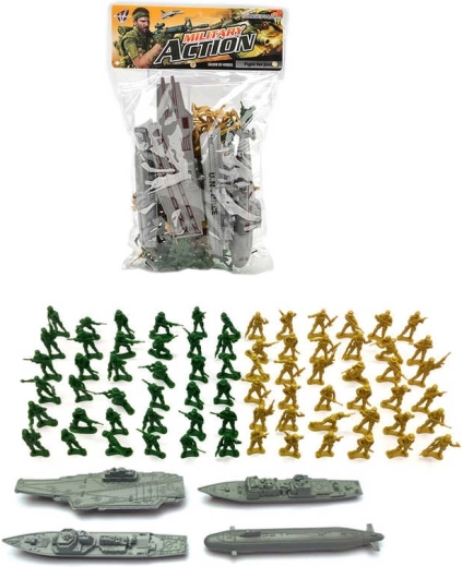 Ensemble militaire de figurines de soldats avec navires de guerre – 76 pcs