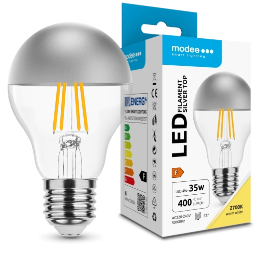Modee LED ampoule Filament A60 Silver Top 4W E27, 2700K, 400 lm
