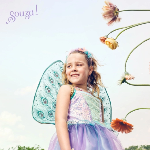 Souza! costume enfant Fée Tamara avec ailes de paon (98–104 cm)