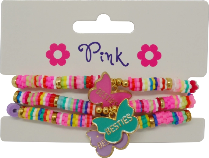Bracelets pour fille avec papillon métallique, lot de 3 pièces
