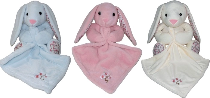 Lapin en peluche avec foulard tout doux 18 cm