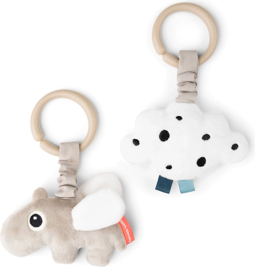 Jouets d’éveil suspendus Happy clouds Done by Deer, sable - 2 pièces