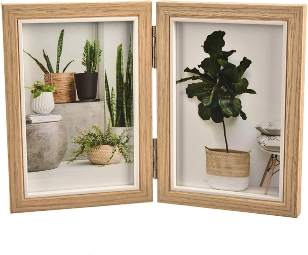 Cadre photo en bois beige pour deux photos 25 × 17 cm