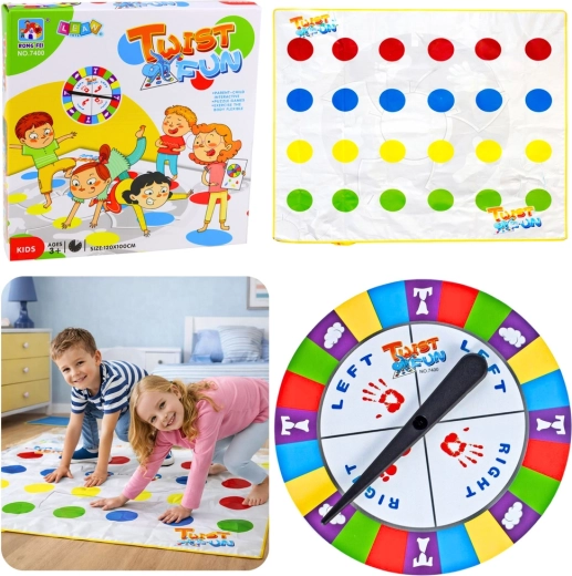 Jeu familial de mouvement Twist Fun – tapis coloré avec spinners
