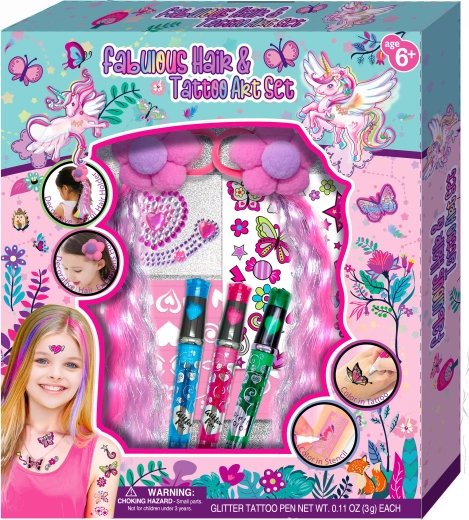 Coffret créatif pour coiffure et tatouages temporaires