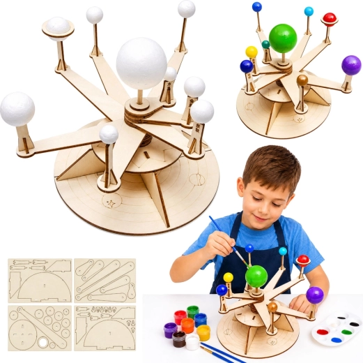 Modèle en bois du système solaire – kit éducatif DIY