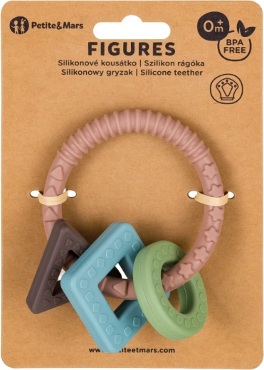 Anneau de dentition en silicone Petite&Mars Figures Velvet Latte 0m+