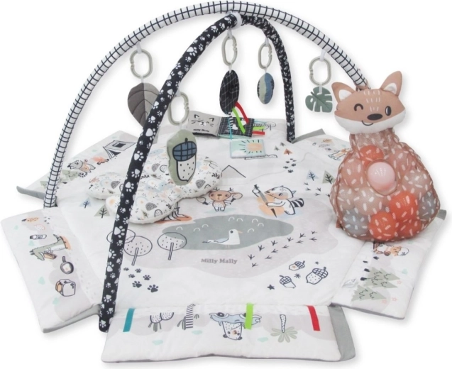 Tapis d’éveil et sensoriel 5‑en‑1 Minky avec arches et balles