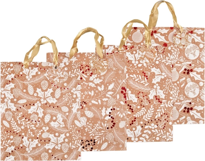 Sac cadeau en papier de Noël avec gaufrage 26 × 10 × 32 cm (4 variantes)