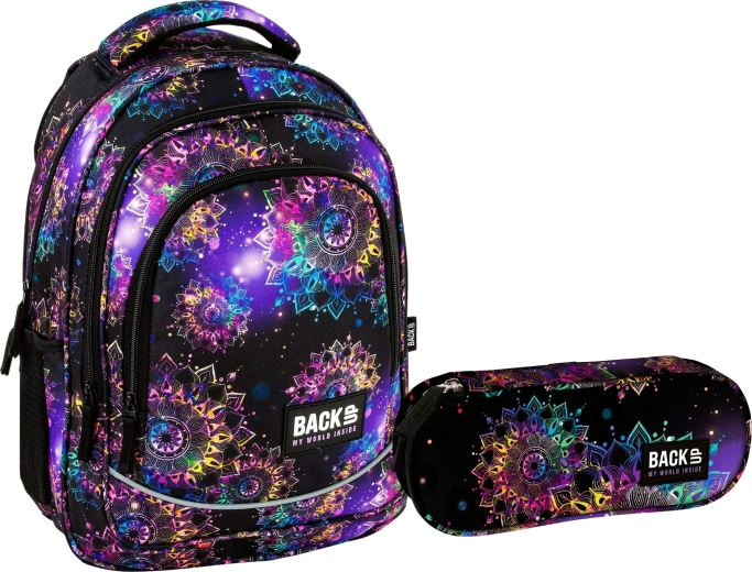 Set scolaire BackUP Spring Flowers 2v1 (sac à dos et trousse équipée)