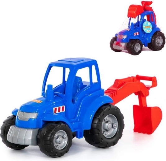 Tracteur en plastique avec pelle rétro-excavatrice – bleu