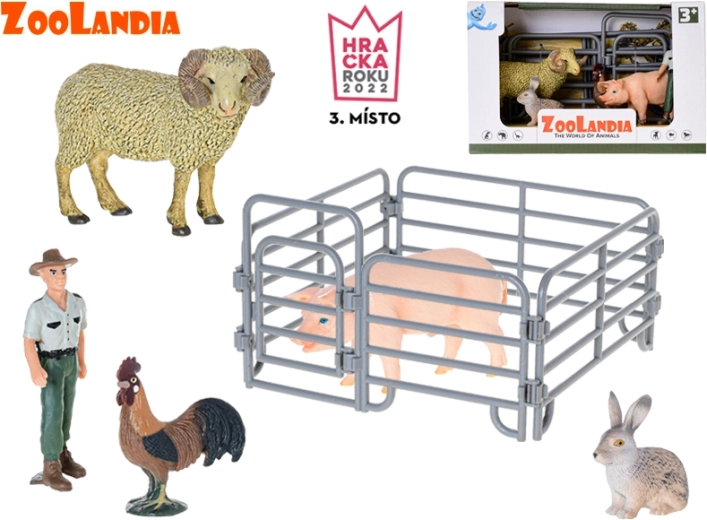 Zoolandia – bélier et cochon avec accessoires, ensemble de figurines pour la ferme