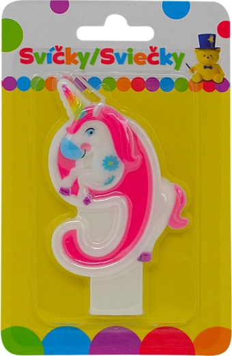 Bougie d’anniversaire licorne – chiffre 9
