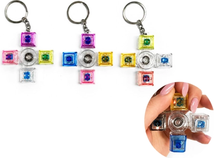 Porte-clés sensoriel cliquable avec spinner et lumière - 1 pièce