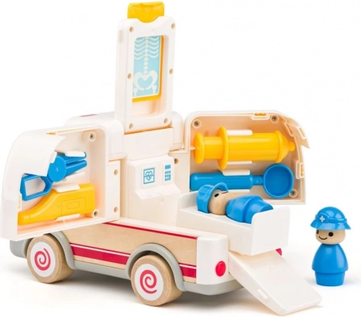 Ambulance sonore avec civière et équipement de secours
