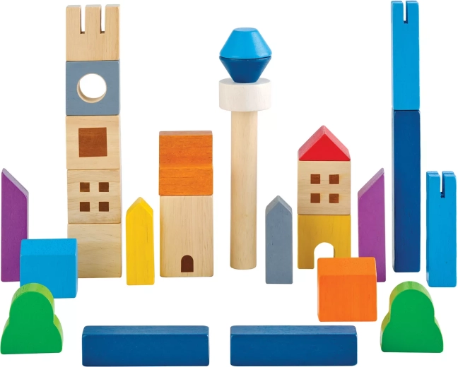 PlanToys construction en bois En ville (27 pièces)