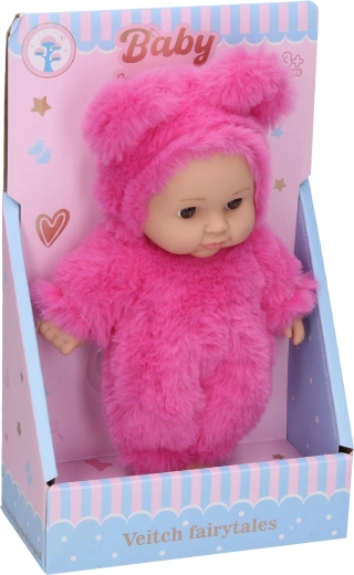 Bébé dans un panier rose foncé 19 cm