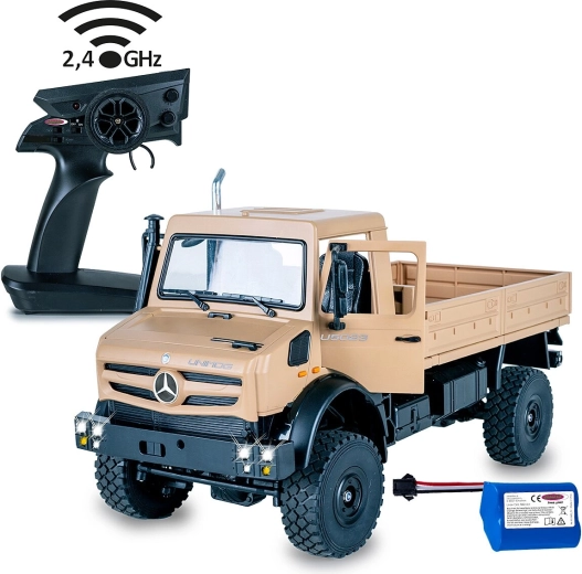 Voiture tout-terrain RC Mercedes-Benz Unimog U5023 1:14 beige