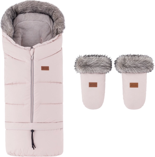 PETITE&MARS chancelière d’hiver Arctic 4v1 avec moufles pour poussette Fjora Rose Petal - 2 pièces