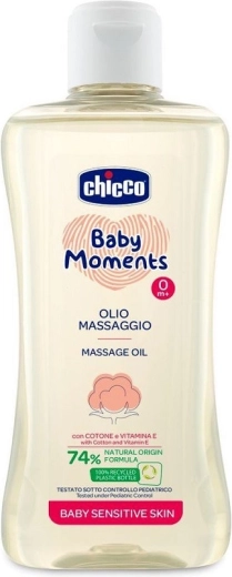 Chicco huile de massage pour croûtes de lait avec coton et vitamine E, Baby Moments Sensitive 200 ml