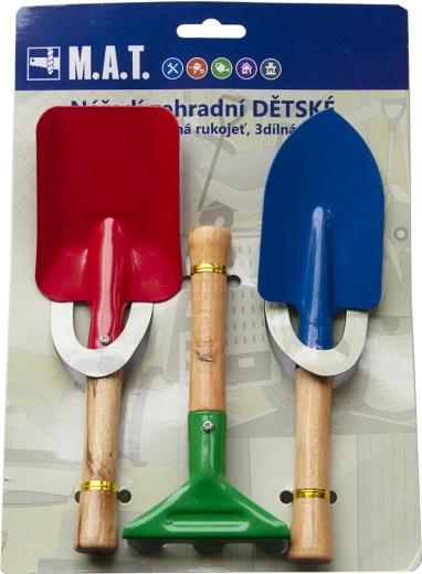 Ensemble d’outils de jardin pour enfants avec manche en bois, 3 pièces