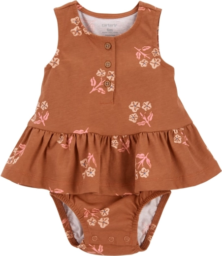 Body bébé fille Carter's sans manches avec volant Brown Flowers (taille NB)