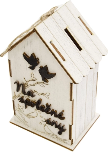 Tirelire en bois blanche « Rêves communs »