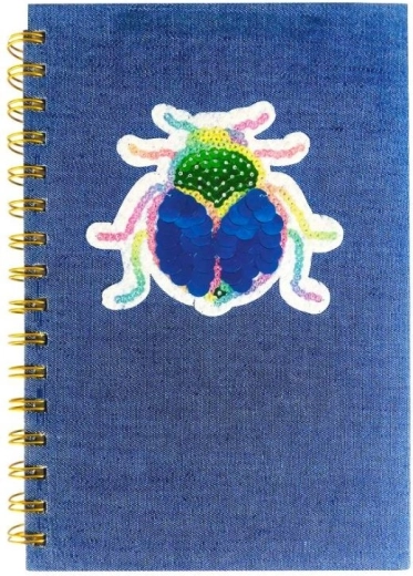 Carnet à spirale A5 avec application pailletée en forme de scarabée - 1 pièce