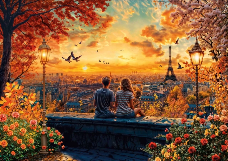 Puzzle Educa Amoureux à Paris 1500 pièces