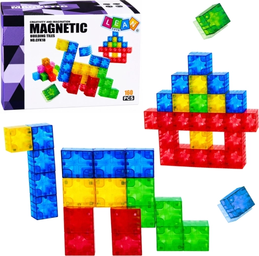 Blocs de construction magnétiques – cubes magnétiques colorés 3D (160 pièces)