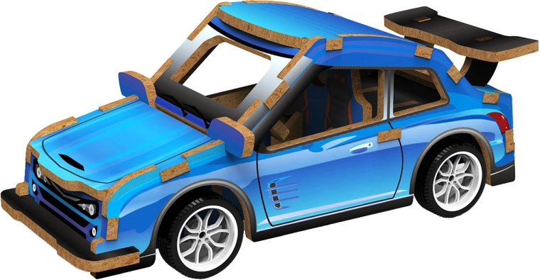 2Kids Toys puzzle 3D en bois voiture de sport bleue