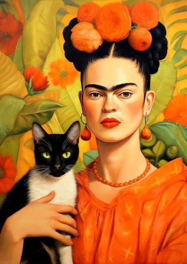 Puzzle Enjoy Frida Kahlo avec un chat 1000 pièces