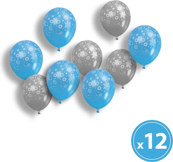 Set de ballons de Noël bleu et argenté, 12 pièces