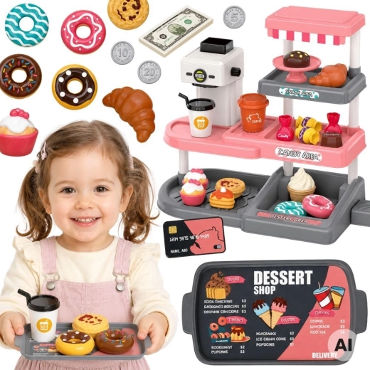 Café et pâtisserie pour enfants Woopie avec caisse enregistreuse et sons