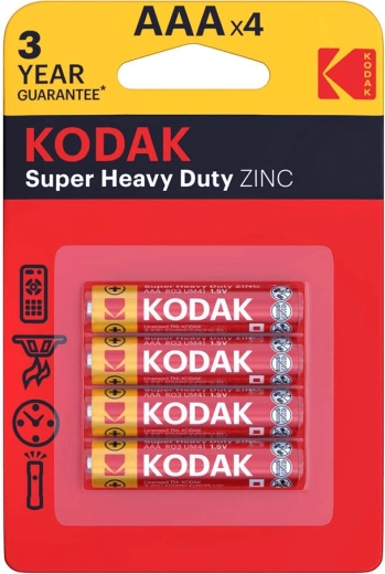 Pile zinc Kodak Heavy Duty AAA (micropile) 1,5 V – emballage de 4 pièces