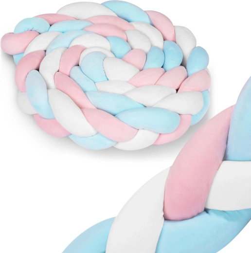 Tour de lit tressée RICOKIDS 3 m – bleu‑rose