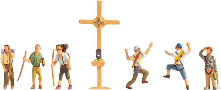 Noch set de figurines randonneurs en montagne et croix (H0)