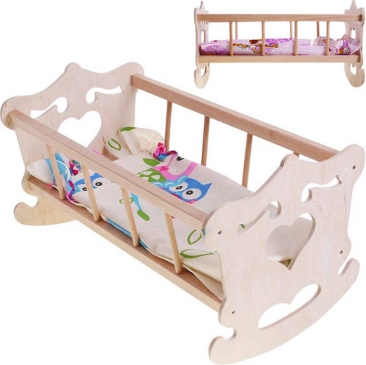 Berceau en bois pour poupée 50 cm + linge de lit ZA2021