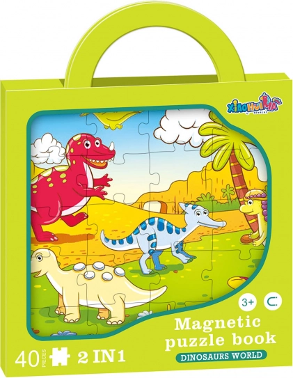 Puzzle magnétiques dinosaures 2-en-1 – 40 pièces