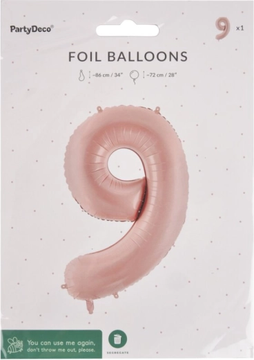 Ballon en aluminium chiffre 9 beige 72 cm