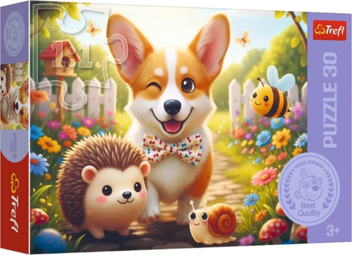 Puzzle 30 pièces – Une journée avec un corgi – Trefl