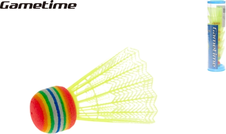 Volants de badminton Gametime jaunes – 6 pcs en tube