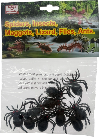Araignées en plastique dans un filet, 10 pcs
