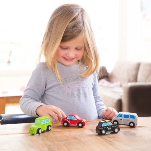 Ensemble de mini voitures en bois - 4 pièces
