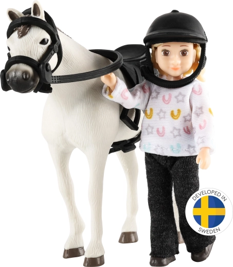 Lundby cavalière avec cheval – set pour maison de poupées